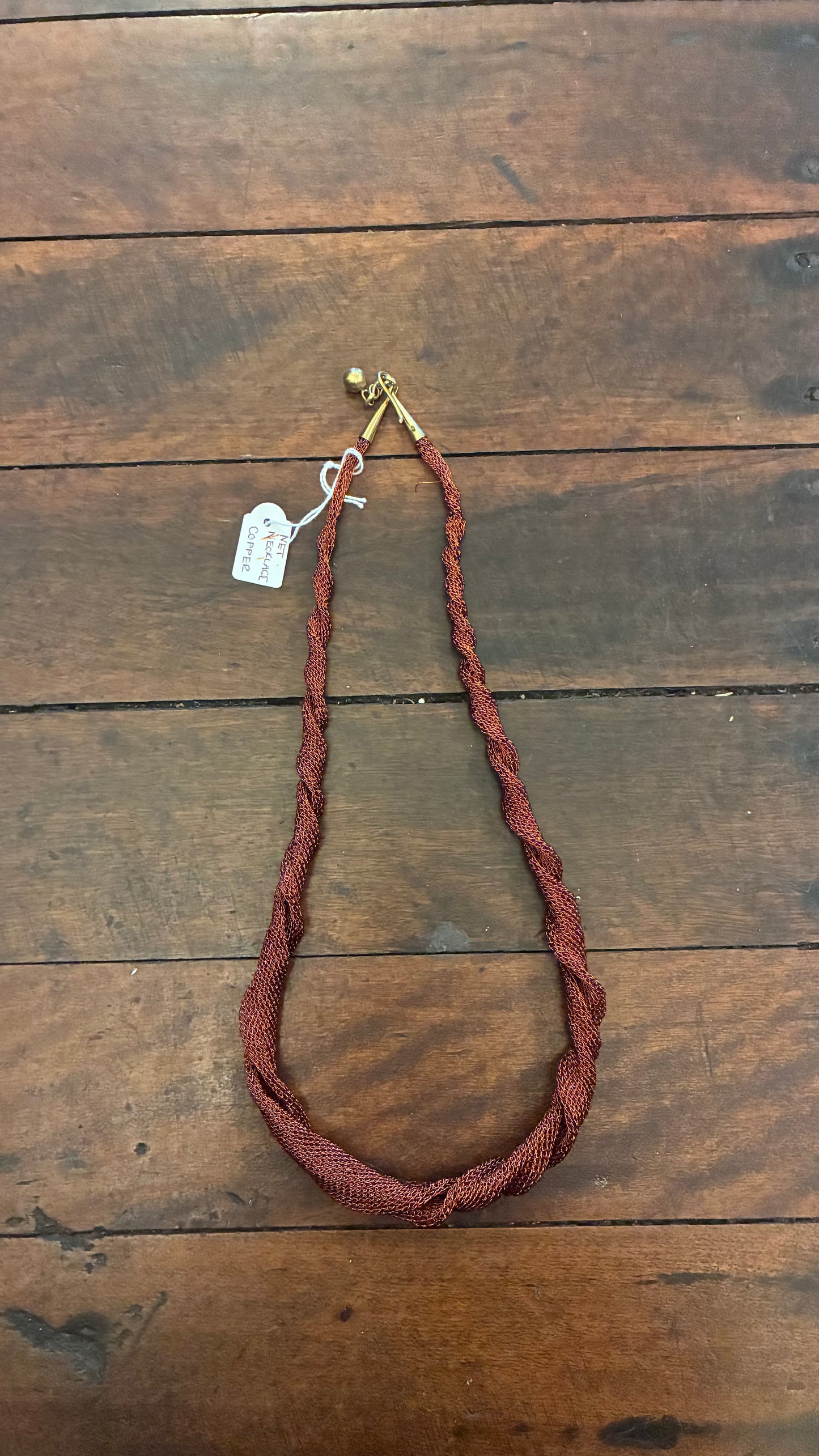 Twisted Net Necklace - Olive / Gold / Copper