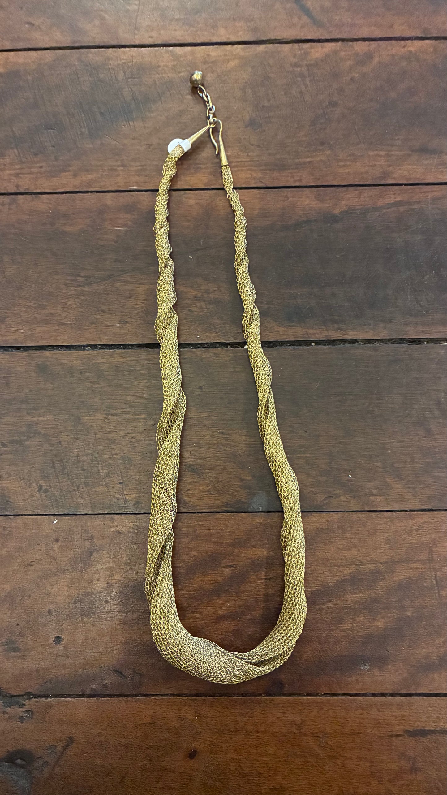 Twisted Net Necklace - Olive / Gold / Copper