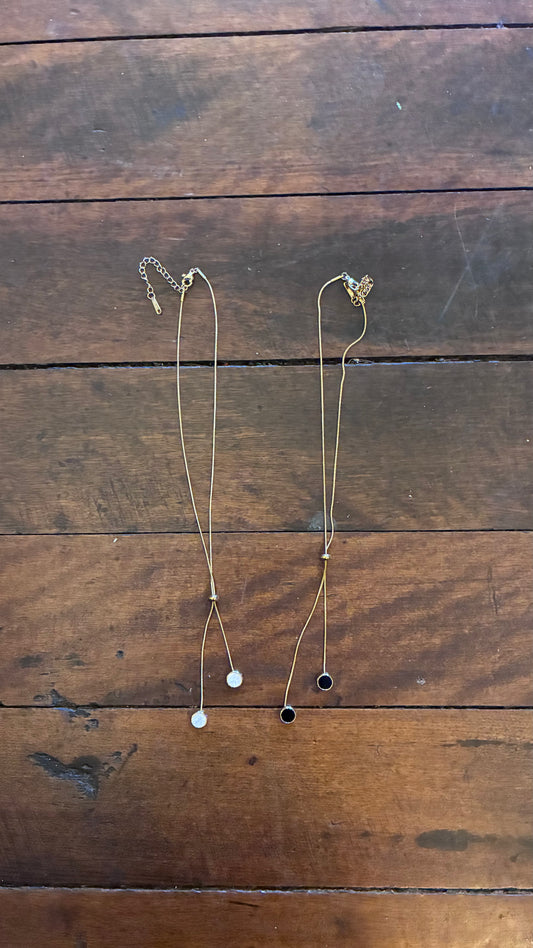 Ribbon Chain Pendant - White & Black