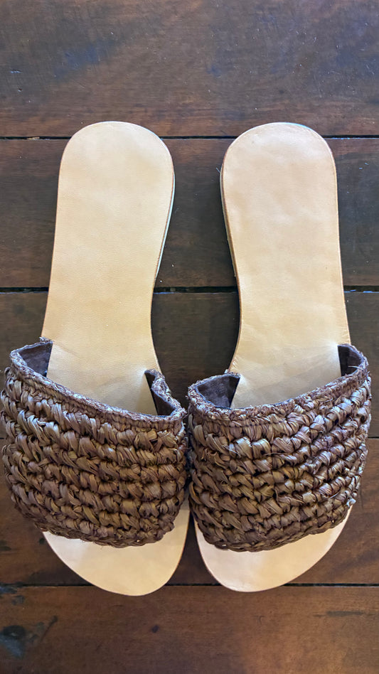 Raffia Slide - Olive