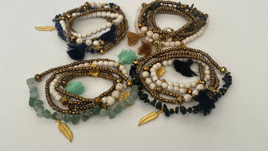 Papaya Bracelet / Necklace Beads - Black/Mint/Brown/Navy