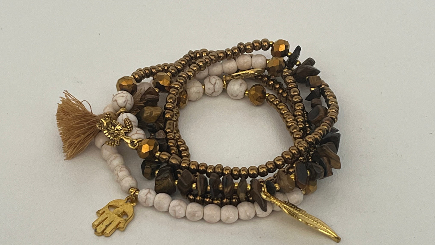 Papaya Bracelet / Necklace Beads - Black/Mint/Brown/Navy