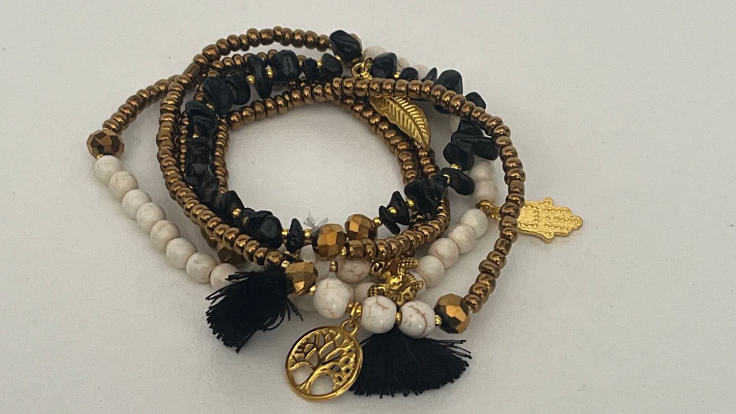 Papaya Bracelet / Necklace Beads - Black/Mint/Brown/Navy