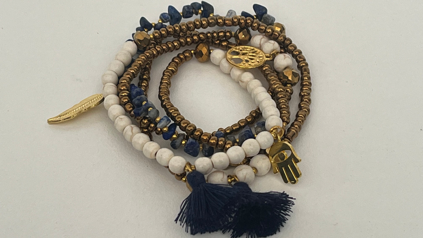 Papaya Bracelet / Necklace Beads - Black/Mint/Brown/Navy