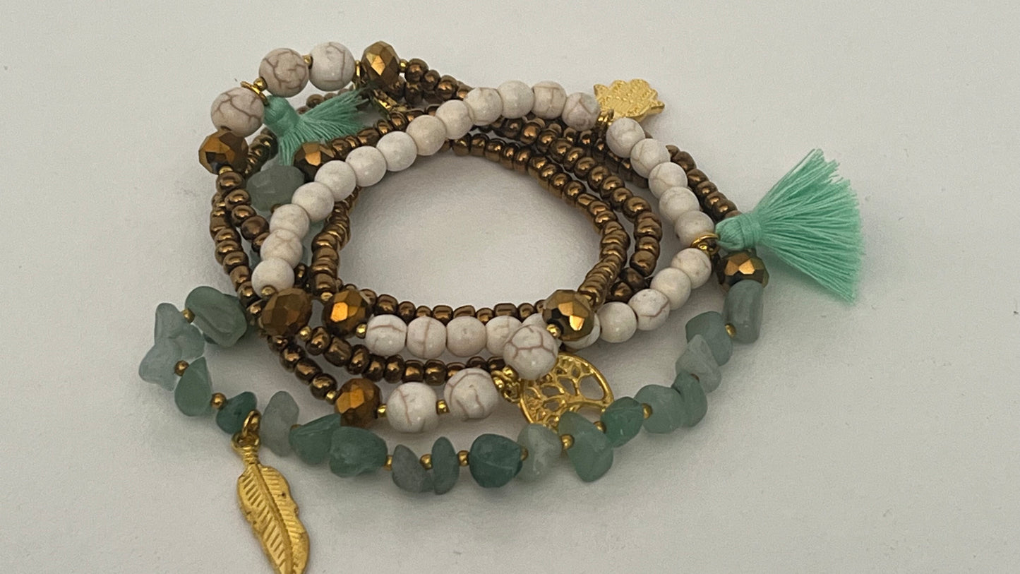 Papaya Bracelet / Necklace Beads - Black/Mint/Brown/Navy