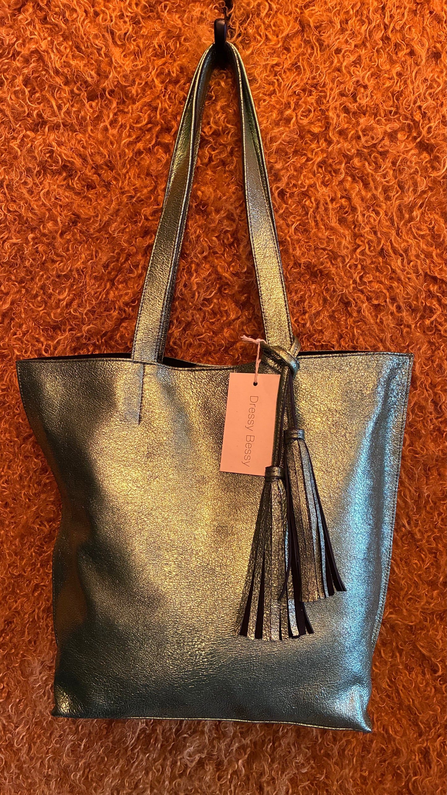 Jenny Tote Bag - Green Glitter Leather