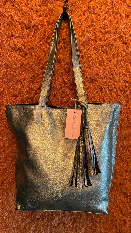 Jenny Tote Bag - Green Glitter Leather