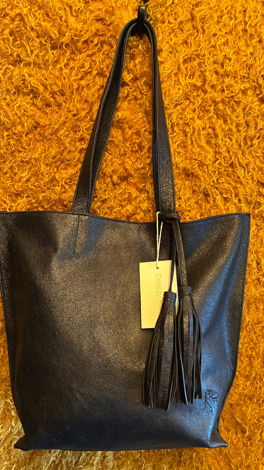 Jenny Tote Bag - Black Glitter Leather