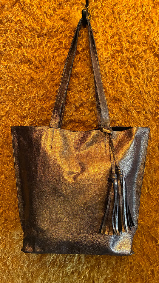 Jenny Tote Bag - Bronze Glitter Leather