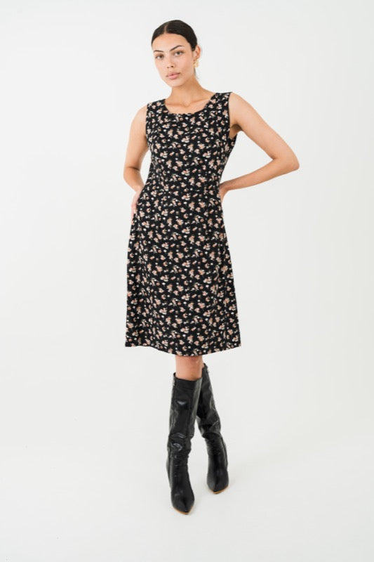Sally Dress - Flowers On Apricot