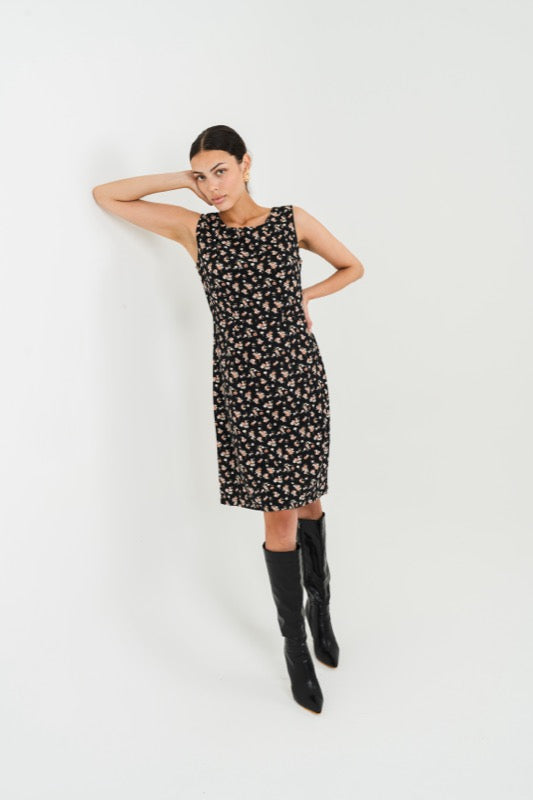 Sally Dress - Flowers On Apricot