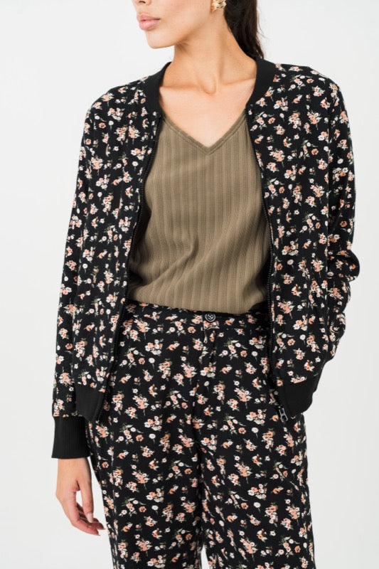 Payton Bomber Jacket - Flowers of Apricot