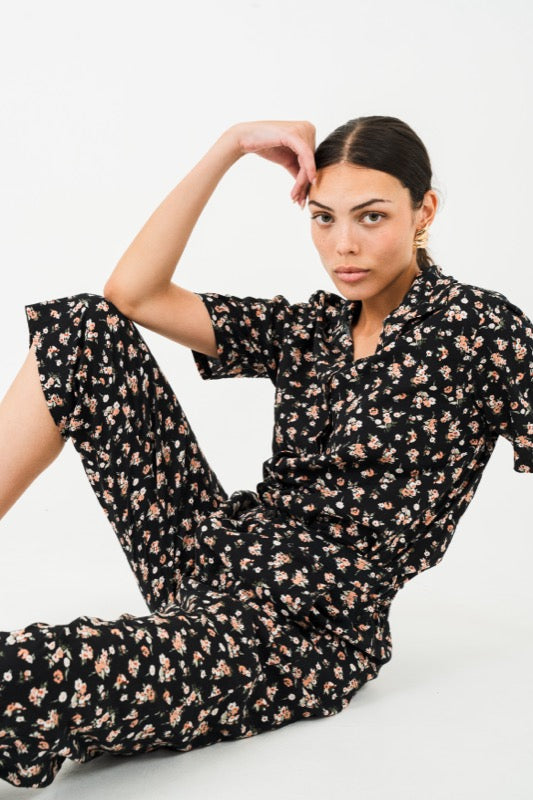 Alina Shirt - Flowers on Apricot