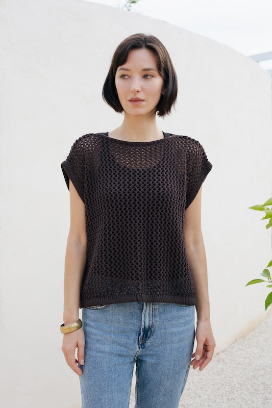 Cheska Knit Vest - Chocolate
