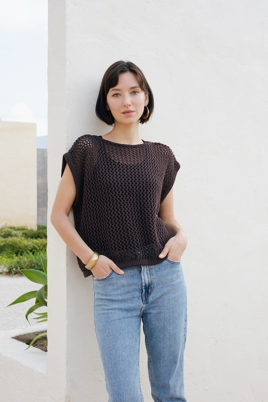 Cheska Knit Vest - Chocolate