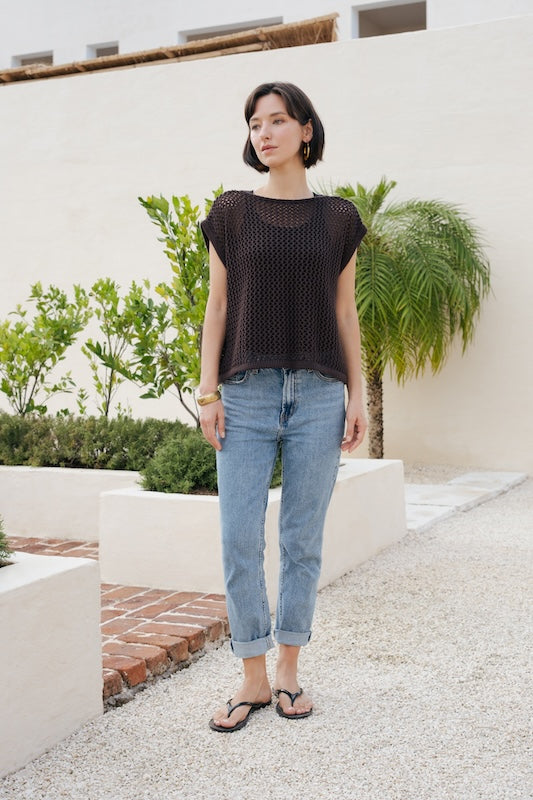 Cheska Knit Vest - Chocolate