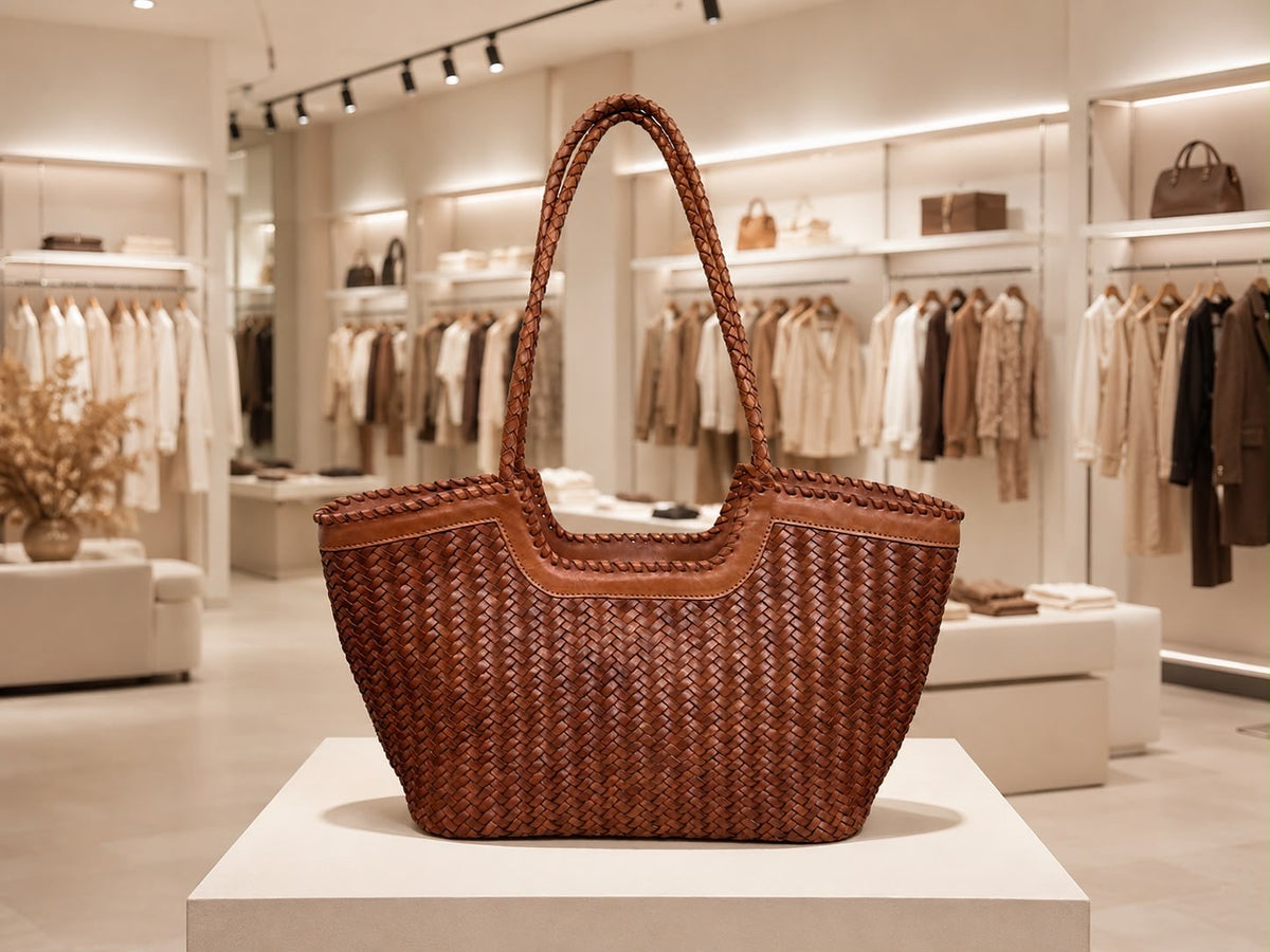 Anda Woven Tote Bag - Camel