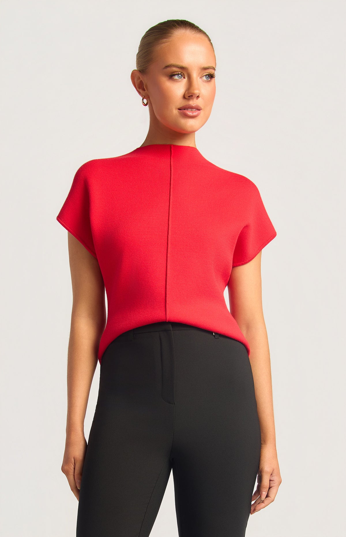 Front Seam Knit Top - Red