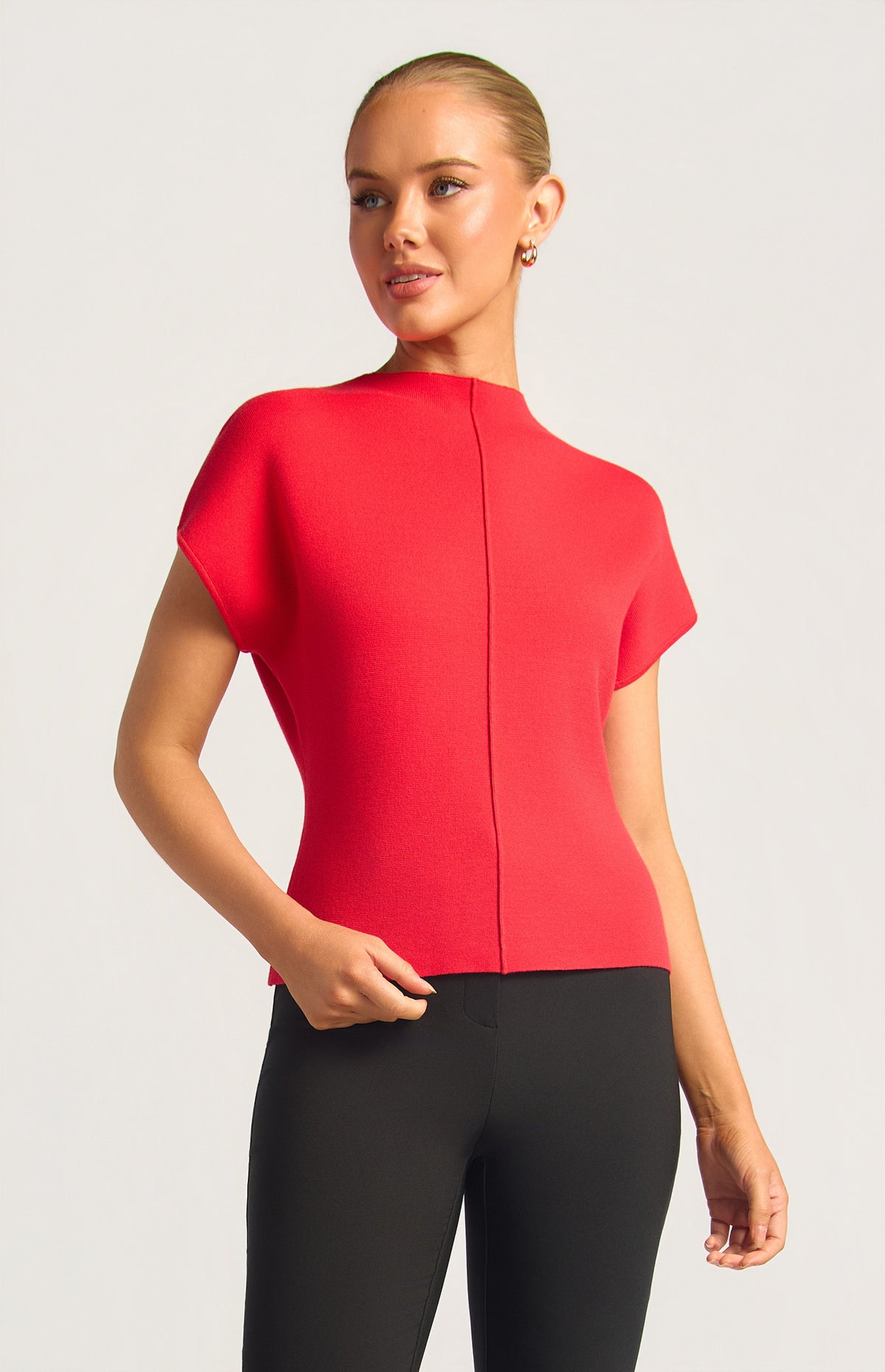 Front Seam Knit Top - Red