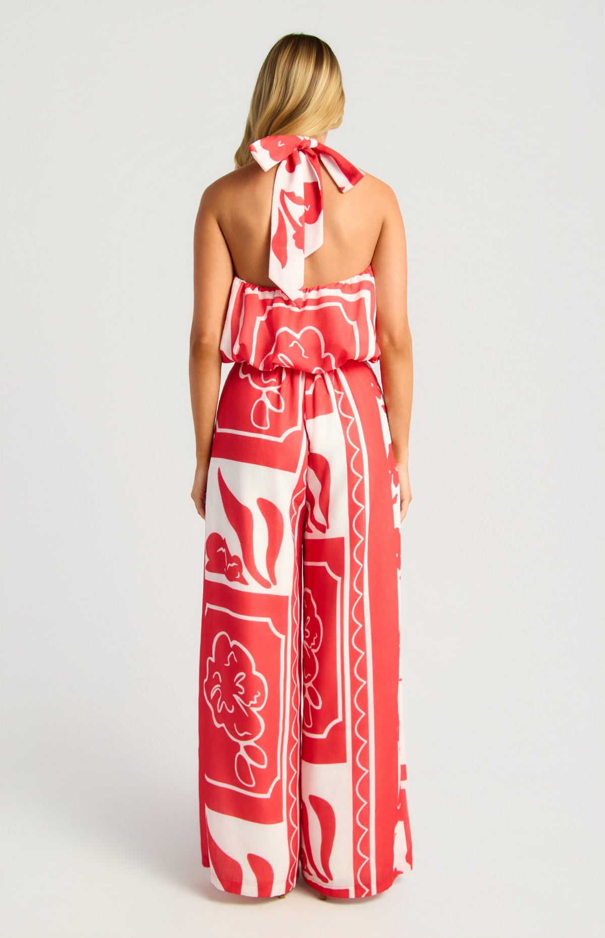 Printed Palazzo Pants - Red