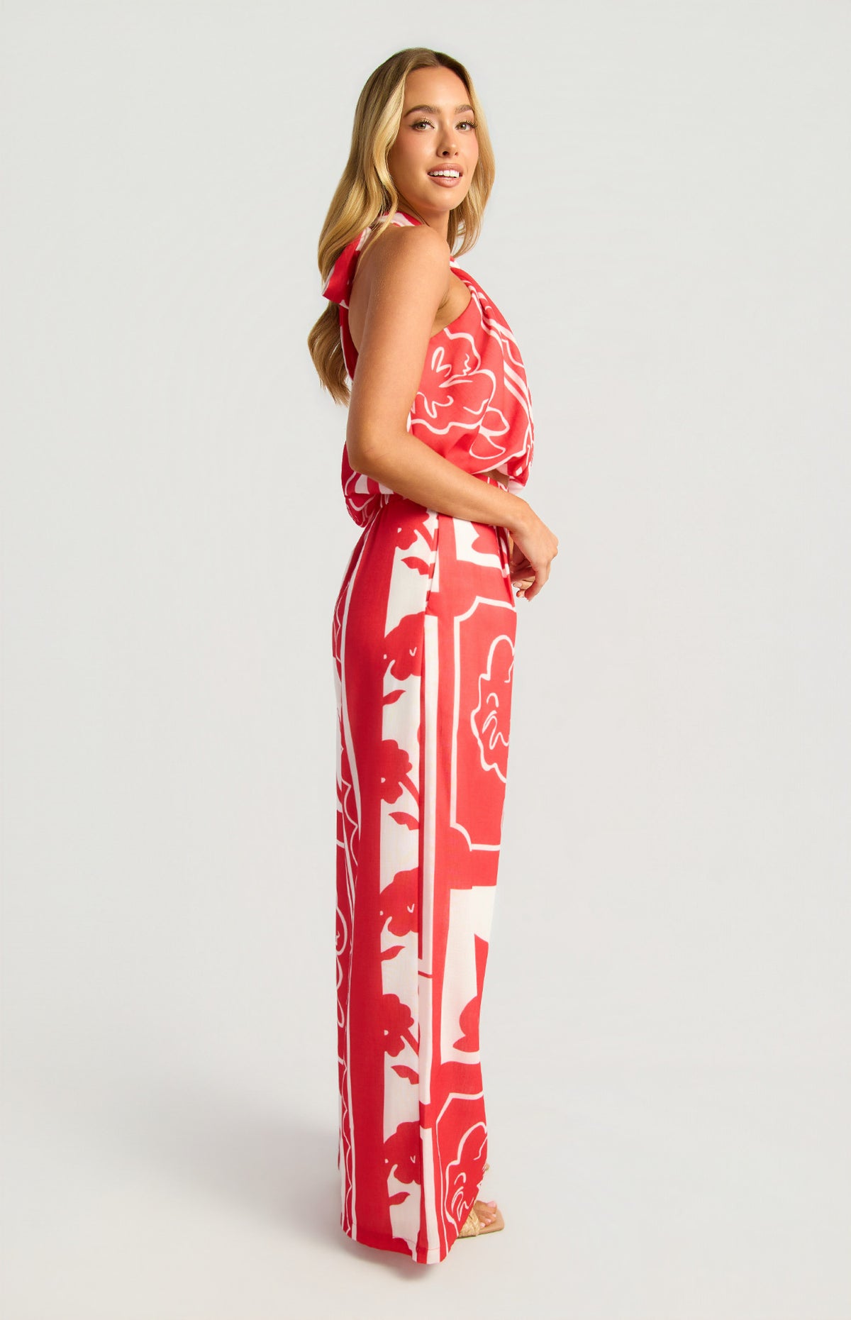 Printed Palazzo Pants - Red