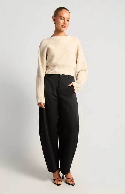 High Waisted Barrel Pants - Black