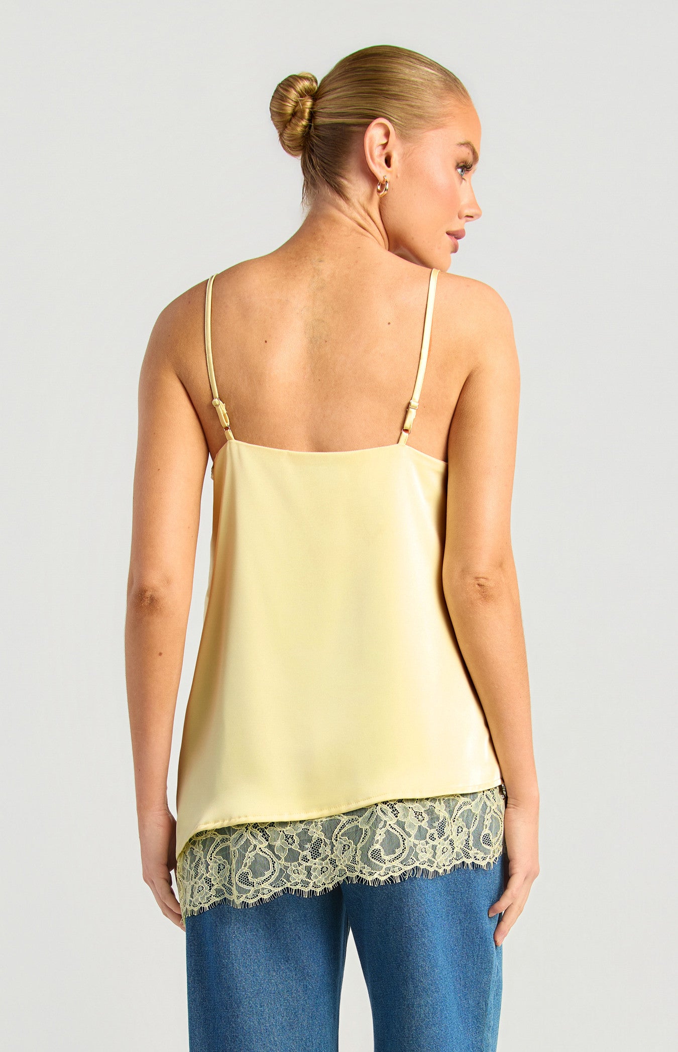 Asymmetric Lace Trim Cami - Butter